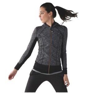 Lululemon Daily Practice Jacket Coco Pique Black White Rose Gold Zipper